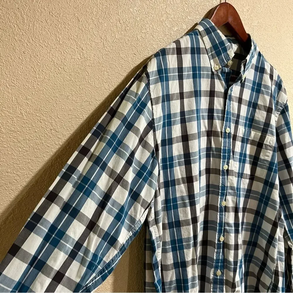 J. Crew blue plaid cotton button down shirt